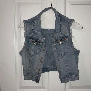 Studded jean vest